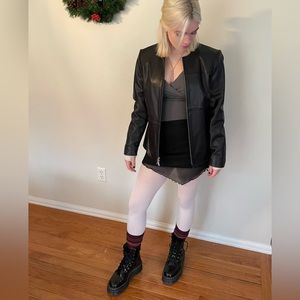 Vintage Leather Zipper Jacket 90s